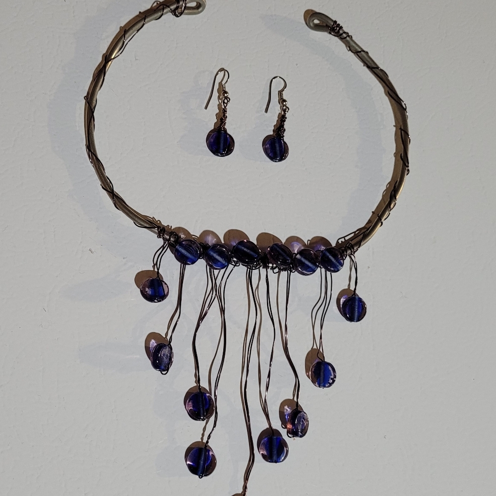 Handmade necklace and earrings set